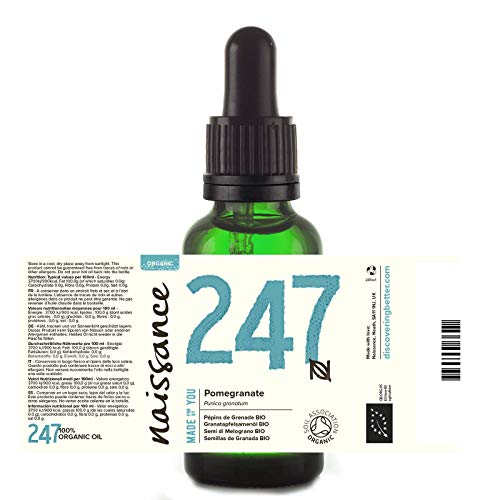 Naissance Semillas de Granada BIO - Aceite Vegetal Prensado en Frío 100% Puro -Certificado Ecológico - 30ml