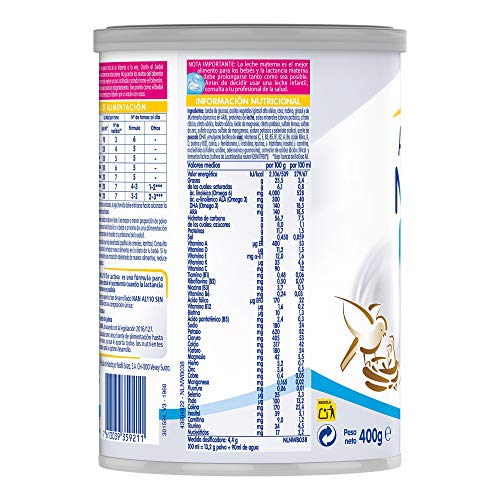 NAN AL110 - Tratamiento dietético de lactantes y niños con intolerancia a la lactosa, frecuentemente asociada a trastornos diarreicos, 400 g