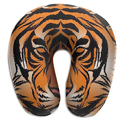 NAN TIAO Almohada de Viaje con cojín para el Cuello para niños - Bengala a Rayas Tiger King Almohada de Apoyo para la Cabeza Lavable en Forma de U para la Lucha contra el automóvil Siesta y sueño