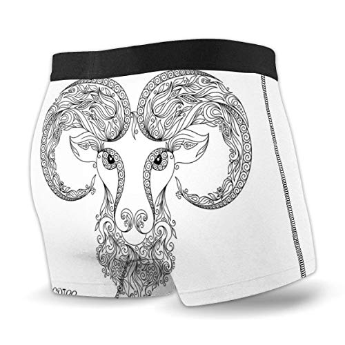Nancyint Estilo de Arte de línea Símbolo del horóscopo Diseño de Tatuaje de Henna Rizos Florales Espirales Calzoncillos Tipo bóxer para Hombre XL