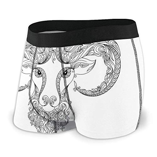 Nancyint Estilo de Arte de línea Símbolo del horóscopo Diseño de Tatuaje de Henna Rizos Florales Espirales Calzoncillos Tipo bóxer para Hombre XL