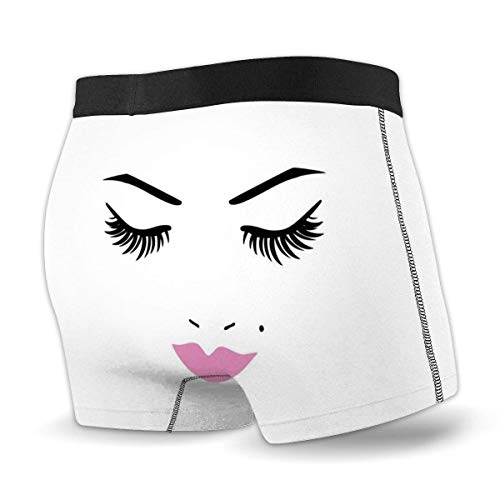 Nancyint Ojos Cerrados Lápiz Labial Rosa Maquillaje de Glamour Cosméticos Belleza Diseño Femenino Calzoncillos Tipo bóxer para Hombre M