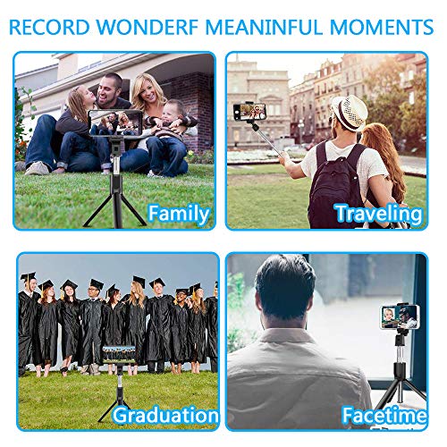 Naohiro Palo Selfie Trípode，mini 3 en 1 palo selfie，selfie stick expandible, con control remoto Bluetooth, adecuado para iPhone, Android, Samsung y otros teléfonos inteligentes de 4.7-6 pulgadas