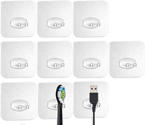 Naomo Ganchos Adhesivos Multiusos, Sostenedor de Maquinilla de Afeitar Autoadhesivo Reutilizable para Cocina y Baño (10 Pack, Sostenedor Transparente)