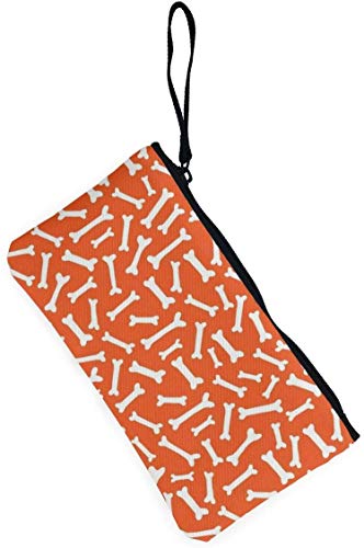 naotaori Bones On Orange Pet Lover Dog Pattern Monedero de Lona Monedero Unisex Bolsa de Cambio Mini Billetera Llavero Organizador de Tarjetas con Cremallera para Mujeres y Hombres Mochilas Casuales