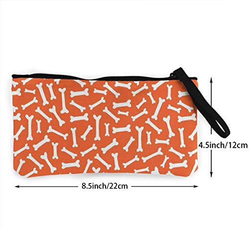 naotaori Bones On Orange Pet Lover Dog Pattern Monedero de Lona Monedero Unisex Bolsa de Cambio Mini Billetera Llavero Organizador de Tarjetas con Cremallera para Mujeres y Hombres Mochilas Casuales