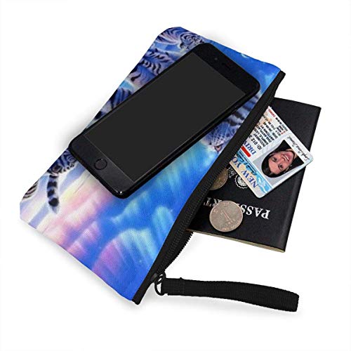 naotaori White Tigers y Aurora Monedero de Lona para Mujer Mini Change Wallet Pouch-Card Holder Phone Wallet Storage Bag Pencil Pen Case Casual Daypacks'