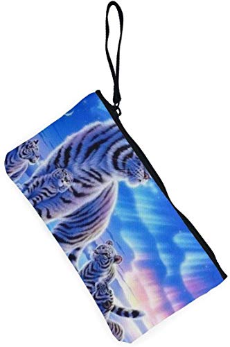 naotaori White Tigers y Aurora Monedero de Lona para Mujer Mini Change Wallet Pouch-Card Holder Phone Wallet Storage Bag Pencil Pen Case Casual Daypacks'