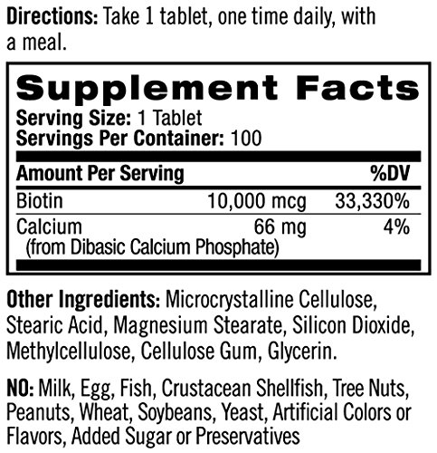 Natrol Biotin 10,000mcg, Maximum Strength, 100 Tablets [Kitchen]