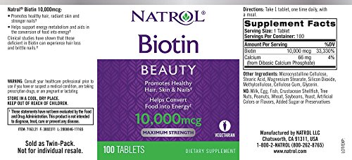 Natrol Biotin 10,000mcg, Maximum Strength, 100 Tablets [Kitchen]