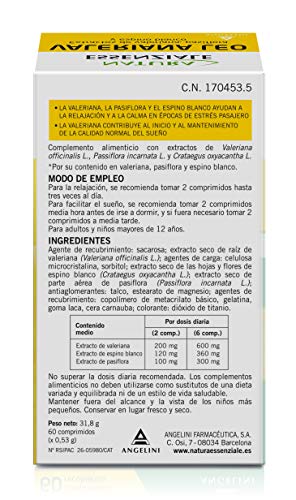Natura Essenziale Valeriana Leo - 60 Comprimidos - contribuye al inicio y al mantenimiento de la calidad normal del sueño (1704535)