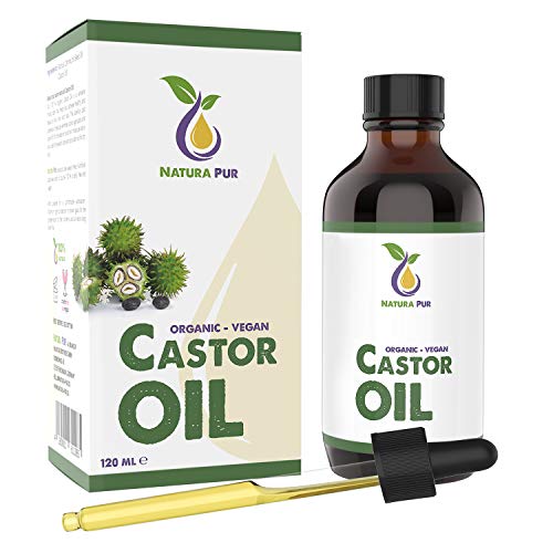 NATURA PUR Aceite de Ricino Orgánico 120 ml, Vegano - tamizado suavemente para una fácil aplicación - Sérum para Pestañas y Cejas Natural - También para Cabello, Cara, Cuerpo, Piel, Manos