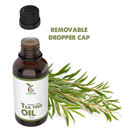 NATURA PUR Aceite Esencial de Arbol de Te 30ml - 100% orgánico y puro para cara y cuerpo - Tea Tree Oil para Tratamientos de Acné y Piel Grasa
