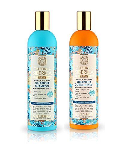 Natura Siberica Oblepikha Nutrition & Repair Champú y acondicionador para cabello débil y dañado, 400 ml