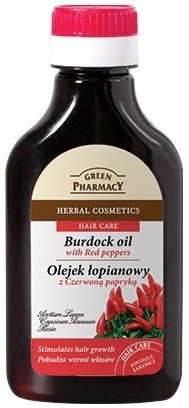 Natural Burdock-Root Oil with Red Peppers For Hair & Scalp- Stimulates Hair Growth, Strength, Health and Thickness - 100ml by Green Pharmacy Cosmetics