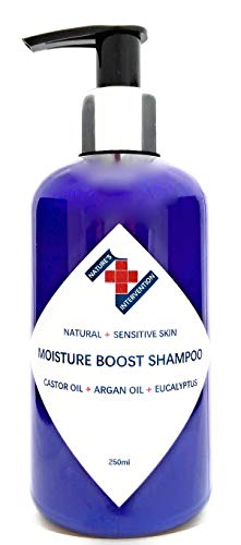 NATURAL - CHAMPÚ - ACEITE DE RICINO, ACEITE DE ARGAN Y EUCALIPTO - 250 ml - por NATURE'S INTERVENTION - Sin Sulfatos, Sin Parabenos, Sin Silicona. Concentrado, Fàcil de Enjuagar.