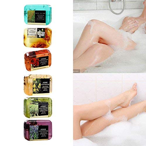 Natural Jabón – 1PCS Jabón de hierbas con Romero, lavanda, Árbol de Té y Rose, hecha, Handgemachte bio Jabón con bio mandelöl y Bio Manteca, Cuidado Facial Y corporal Cuidado (colores aleatorios)