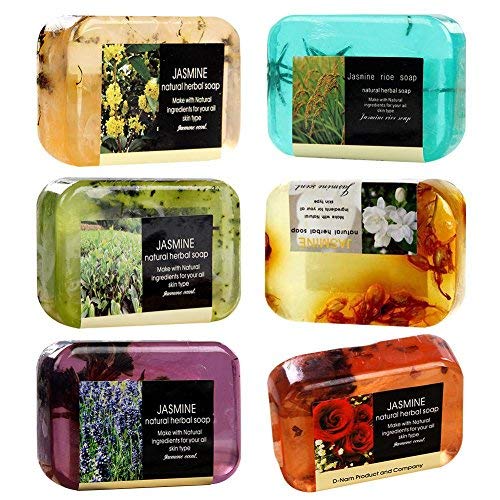 Natural Jabón – 1PCS Jabón de hierbas con Romero, lavanda, Árbol de Té y Rose, hecha, Handgemachte bio Jabón con bio mandelöl y Bio Manteca, Cuidado Facial Y corporal Cuidado (colores aleatorios)
