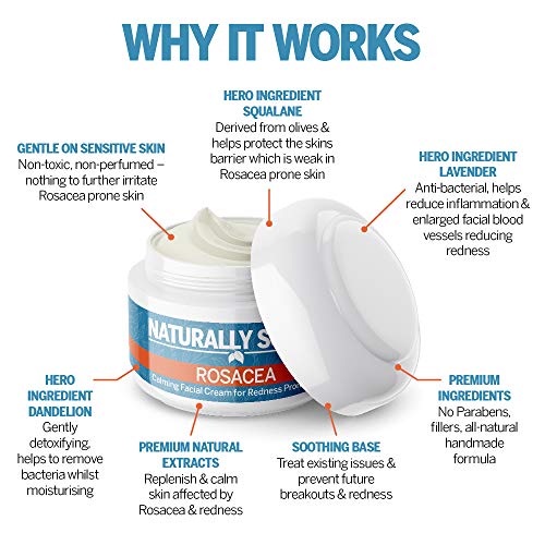 Naturally Resuelve Rosácea crema hidratante de día antienrojecimiento, para piel sensible al acné, eccema propensa de acné, 50 ml