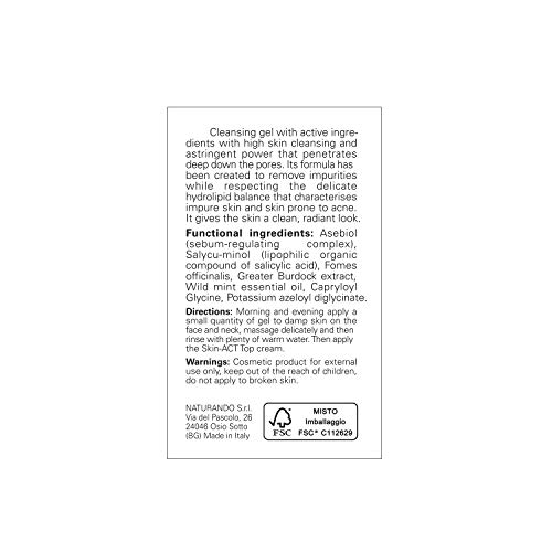 Naturando - Skin Act Clean 150 Ml - Gel Limpiador Con Ingredientes Activos Con Alto Poder Dermopurificante Y Astringente