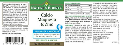 Nature's Bounty Calcio, Magnesio y Zinc - 100 Tabletas