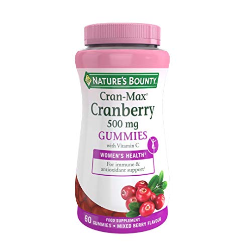 Nature's Bounty Cran-Max® Arándano Rojo 500 mg Gummies. Extracto d - 60 unidadese 500 mg del fruto entero de arándano rojo, con vitamina C, que refuerza el sistema inmunitario. Antioxidante