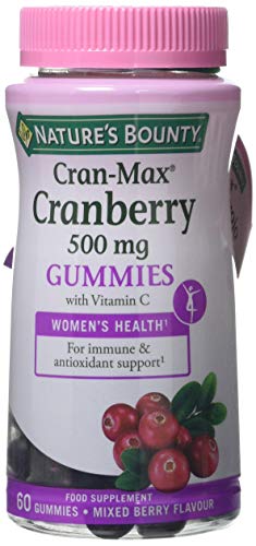 Nature's Bounty Cran-Max® Arándano Rojo 500 mg Gummies. Extracto d - 60 unidadese 500 mg del fruto entero de arándano rojo, con vitamina C, que refuerza el sistema inmunitario. Antioxidante