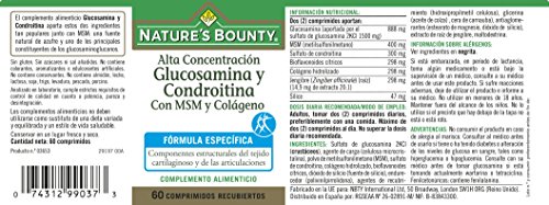 Nature's Bounty Glucosamina y Condroitina con Msm y Colágeno - 60 Comprimidos