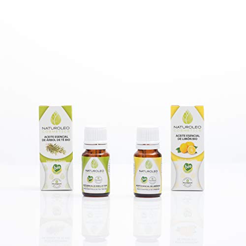 Naturoleo Cosmetics - Aceite Esencial de Árbol de Té BIO + Aceite Esencial de Limón BIO - 100% Puro Ecológico Certificado - 20 ml - 2 x 10 ml