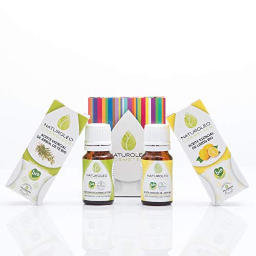 Naturoleo Cosmetics - Aceite Esencial de Árbol de Té BIO + Aceite Esencial de Limón BIO - 100% Puro Ecológico Certificado - 20 ml - 2 x 10 ml