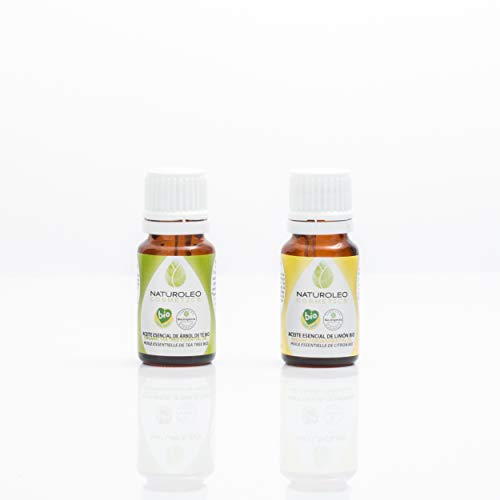 Naturoleo Cosmetics - Aceite Esencial de Árbol de Té BIO + Aceite Esencial de Limón BIO - 100% Puro Ecológico Certificado - 20 ml - 2 x 10 ml