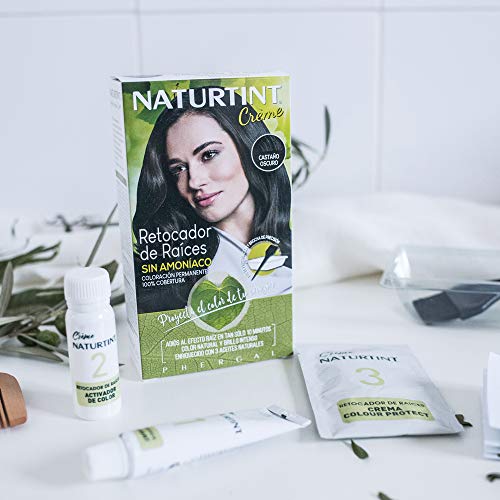 Naturtint Retocador de Raíces Sin Amoníaco, Castaño Oscuro, 100%Cobertura 45ml