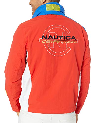 Nautica RAINBREAKER Color Block JKT Chaqueta Deportiva, Rojo (6ey Fire Red 6ey), Large (Tamaño del Fabricante:L) para Hombre