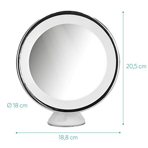 Navaris Espejo cosmético LED - Espejo con 10 aumentos - Espejo de Aumento para maquillarse con Giro de 360° - Espejo de baño en Blanco