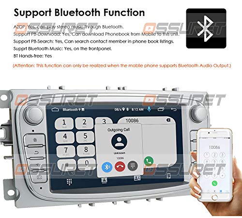 Navegación GPS para Coche con Android 10 Compatible con Ford Mondeo Focus S-MAX C-MAX Galaxy Kuga Transit Connect Soporte Control del Volante Bluetooth Mirror-Link Radio FM (Plata)