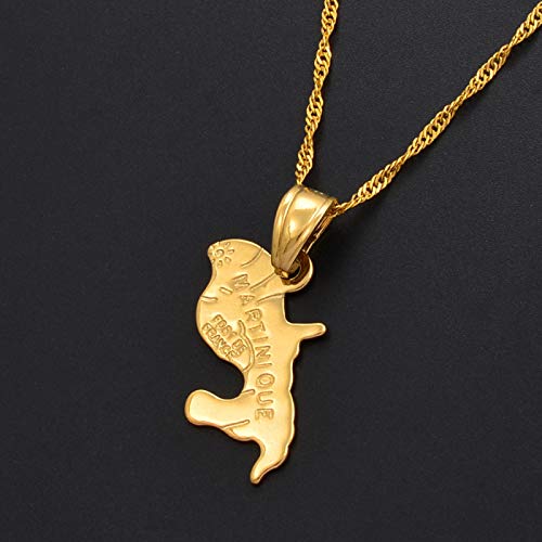 N/D Exquisito Collar De Oro para Mujer De Martinica, Colgante, Mapa, Regalo De Oro, Regalo De Mapa De Francia, Martinica, Regalos para Hombre Y Mujer
