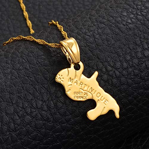 N/D Exquisito Collar De Oro para Mujer De Martinica, Colgante, Mapa, Regalo De Oro, Regalo De Mapa De Francia, Martinica, Regalos para Hombre Y Mujer