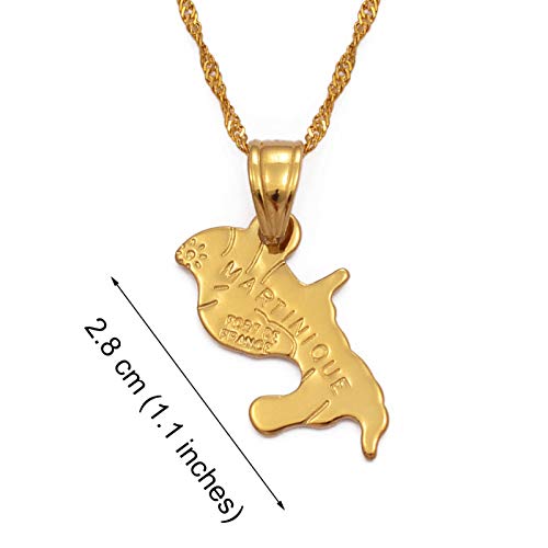 N/D Exquisito Collar De Oro para Mujer De Martinica, Colgante, Mapa, Regalo De Oro, Regalo De Mapa De Francia, Martinica, Regalos para Hombre Y Mujer