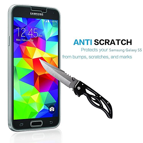 NEARPOW [3 Pack Protector de Pantalla para Samsung Galaxy S5 Cristal Vidrio Templado [9H Dureza] [Alta Definicion] [Sin Burbu]