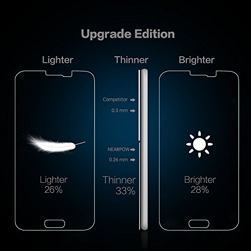 NEARPOW [3 Pack Protector de Pantalla para Samsung Galaxy S5 Cristal Vidrio Templado [9H Dureza] [Alta Definicion] [Sin Burbu]