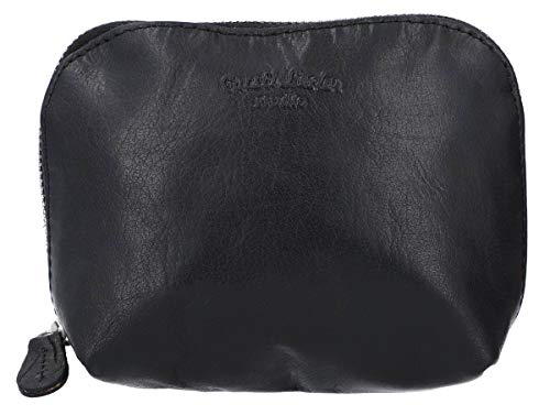 Neceser de Cuero Gusti Leder Leo Funda para Maquillaje Bolso de Belleza Cosmética Cuero de Búfalo Negro 2A5-20-6wp