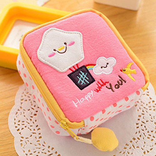 Neceser, de Gespout; bolsa con dibujos, pequeña bolsa multiusos, para dinero, cosméticos, compresas, dinero, etc., Rosa, 10.5 * 10.5 * 4 cm