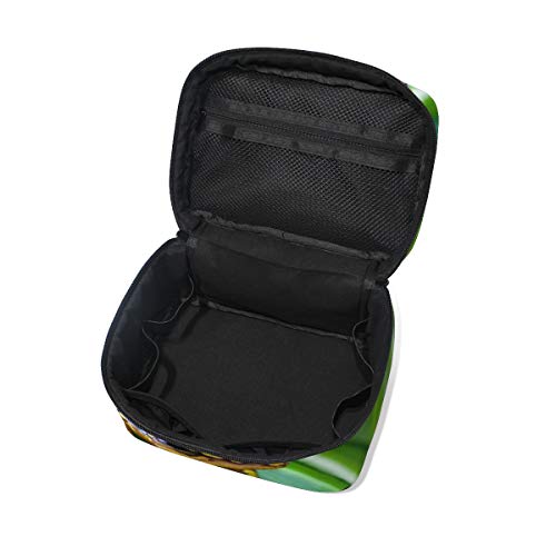 Neceser de maquillaje con diseño de rana venenosa y arlequín portátil con cremallera