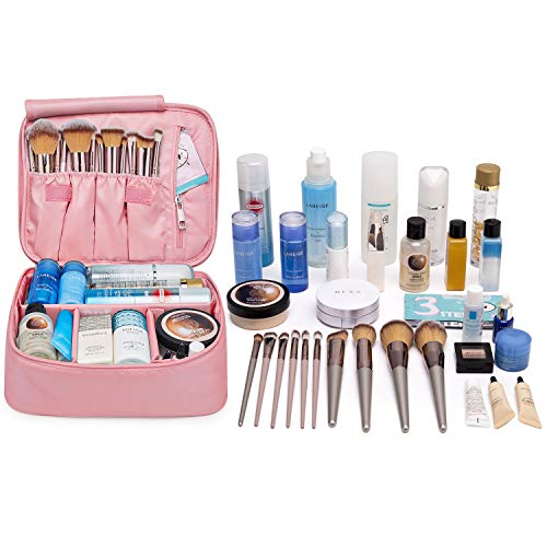 Neceser de maquillaje de viaje, bolsa de aseo grande, organizador para mujeres y niñas, rosa (Rosa) - NW5023