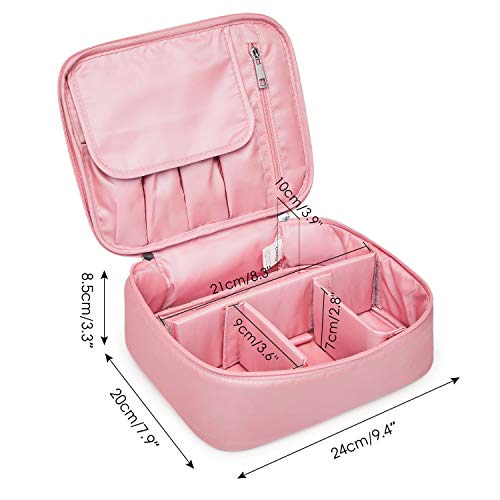 Neceser de maquillaje de viaje, bolsa de aseo grande, organizador para mujeres y niñas, rosa (Rosa) - NW5023