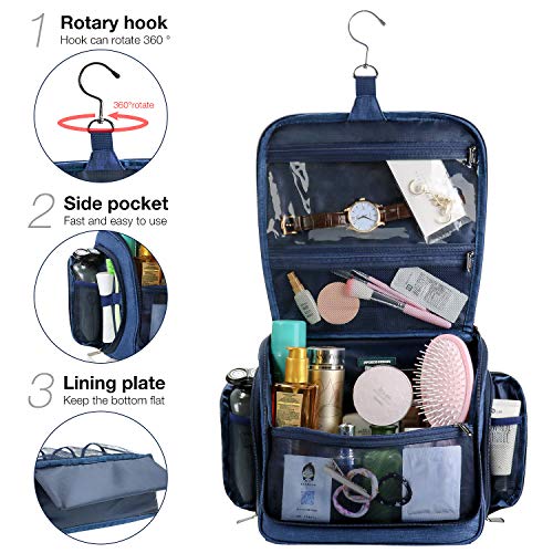 Neceser de Viaje para Colgar Damas y Hombres Japoece Bolsa cosmética impermeable para el hogar de gran capacidad Bolsa de maquillaje personal Ejercicio físico vacaciones viaje de negocios（Azul oscuro）