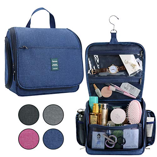 Neceser de Viaje para Colgar Damas y Hombres Japoece Bolsa cosmética impermeable para el hogar de gran capacidad Bolsa de maquillaje personal Ejercicio físico vacaciones viaje de negocios（Azul oscuro）