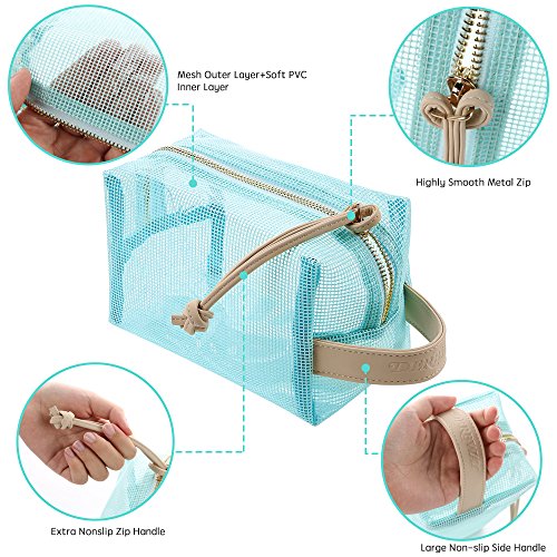 Neceser de Viaje para Damas y Hombres,Neceser Transparente 2 Capas de Materiales Impermeables,Bolsas de aseoIdeal para Viajar, Soportar, Nadar, Acampar,Gimnasio-Azul claro