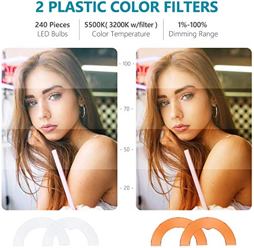 Neewer 18" Exterior SMD LED Luz Anillo Regulable Kit de Iluminación con Soporte 79", Receptor Bluetooth, Soporte Giratorio para Cámara Smartphone Retrato Maquillaje Video Youtube (Enchufe UE/EE.UU.)