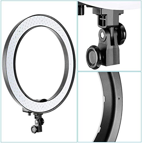Neewer 18" Exterior SMD LED Luz Anillo Regulable Kit de Iluminación con Soporte 79", Receptor Bluetooth, Soporte Giratorio para Cámara Smartphone Retrato Maquillaje Video Youtube (Enchufe UE/EE.UU.)